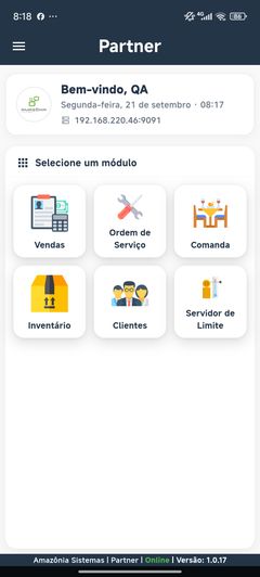 Aplicativo Partner no celular